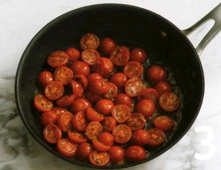 Preparacion de Receta de Cocina: Pappardelle con Tomatitos Cherry y Mozzarella - Paso 3